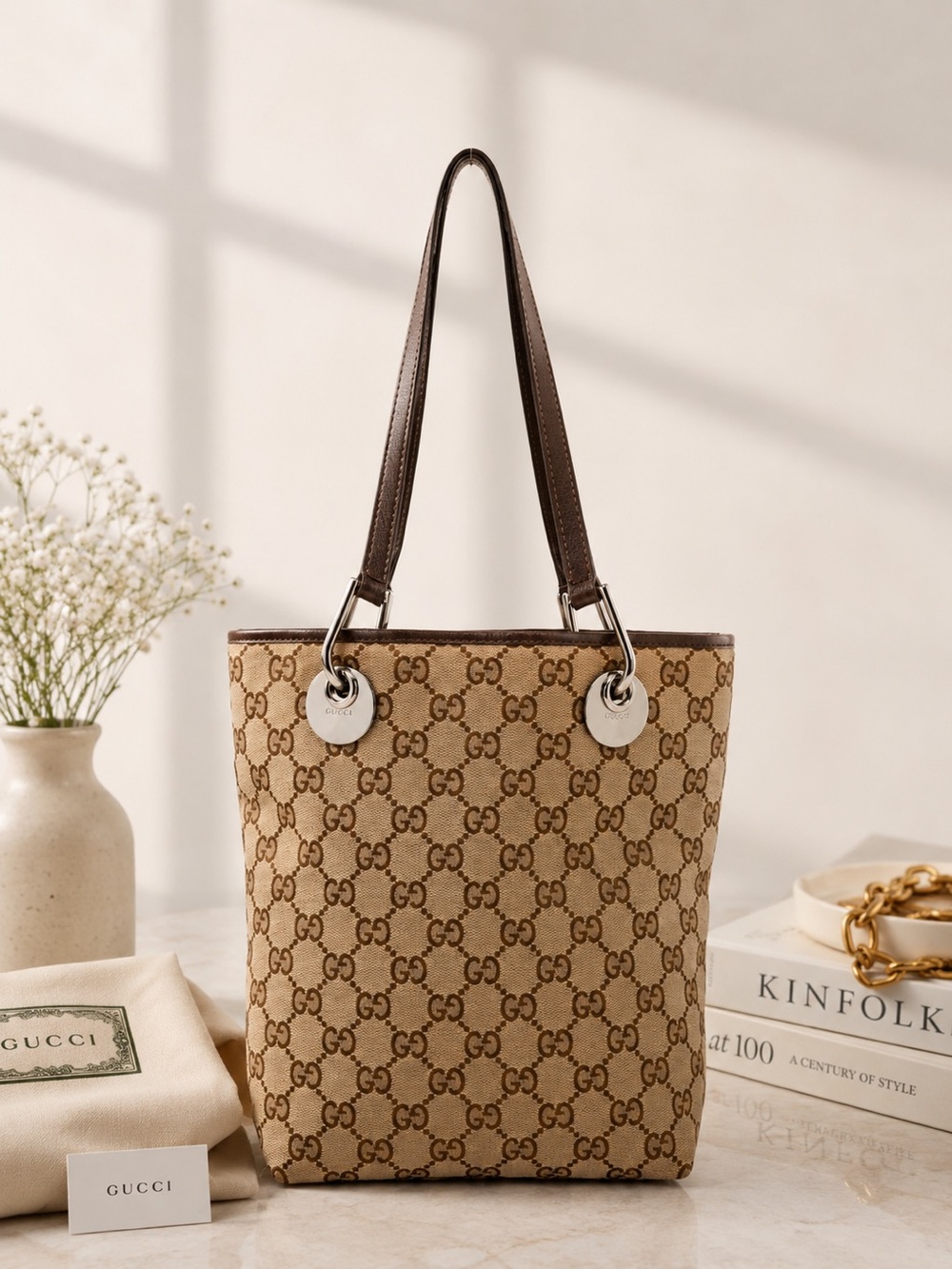 Gucci Brown GG Monogram Tote GG Canvas Eclipse Large